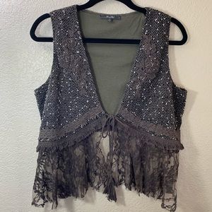 Miss Me grey brown vest